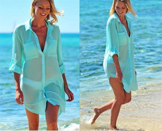 Chiffon Beach Cover up Saida de Praia Beach dress  2020 Swimwear kaftan Bikini cover up Bathing suit Cover ups Tunics