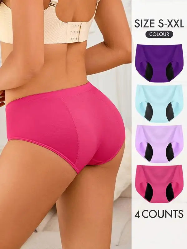 Women's Solid Color Panty, Comfortable Breathable Comfort Cozy Seamless Leak Proof Period Knier, Summer Wear 2024, Women's Under