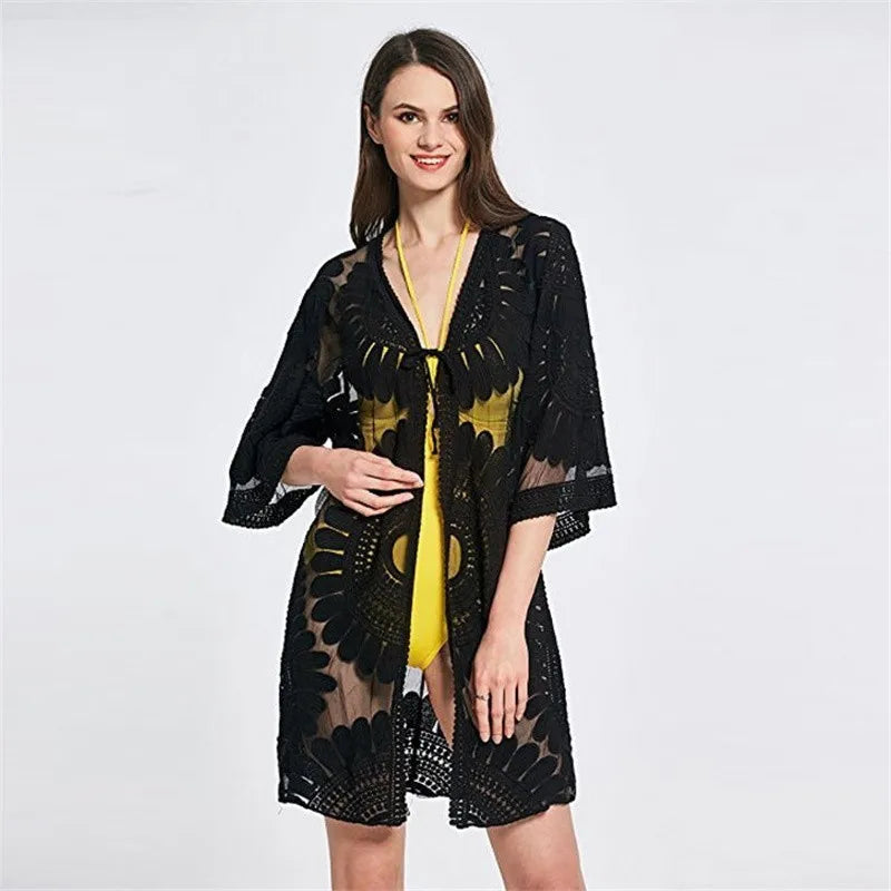 Chiffon Beach Cover up Saida de Praia Beach dress  2020 Swimwear kaftan Bikini cover up Bathing suit Cover ups Tunics