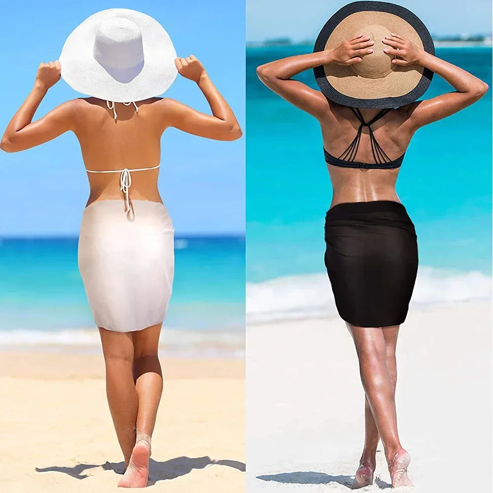 50x180cm large-sized Summer Short Solid Sarong Swimsuit Coverups Beach Bikini Wrap Sheer Chiffon Skirt Scarf Swimwear Cover-ups